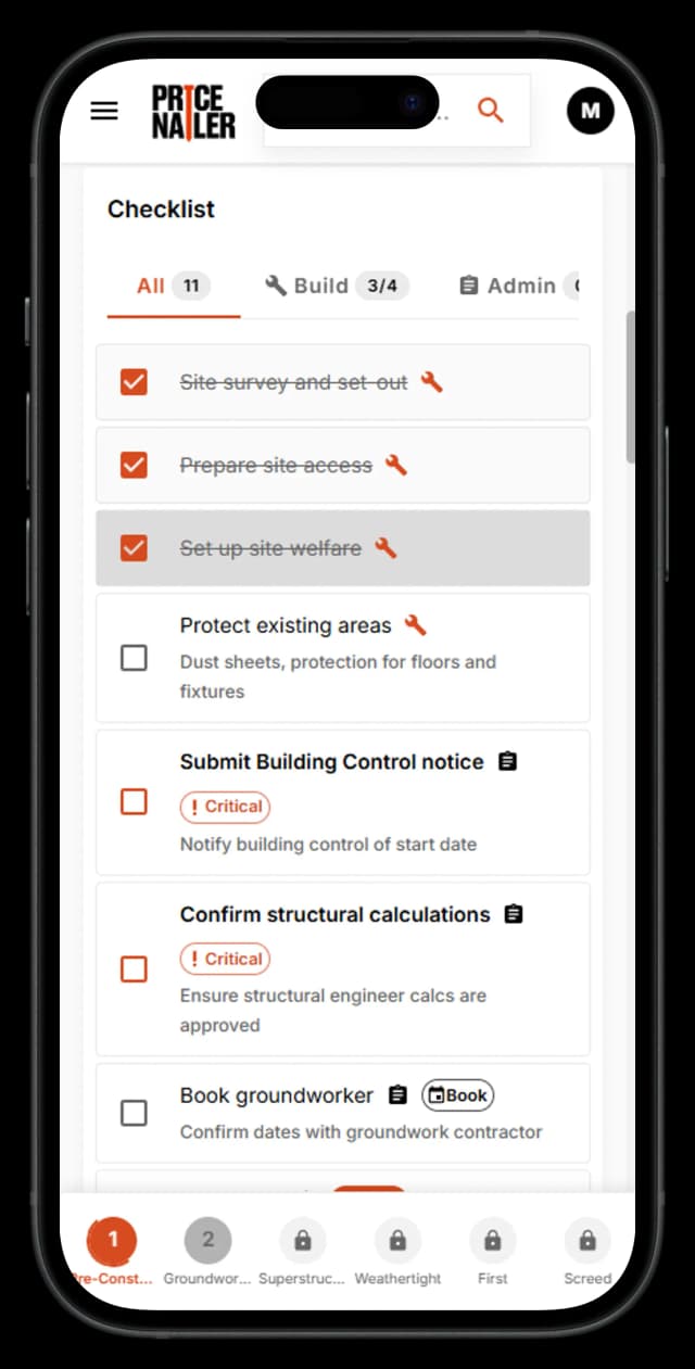 Extension Project Planner on mobile